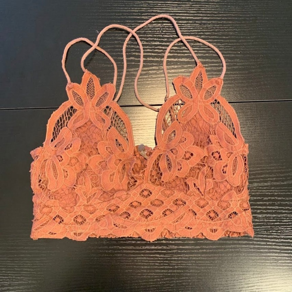 Free People FP One Adella Bralette Floral Lace Boho Smocked Crop Top Women's XS